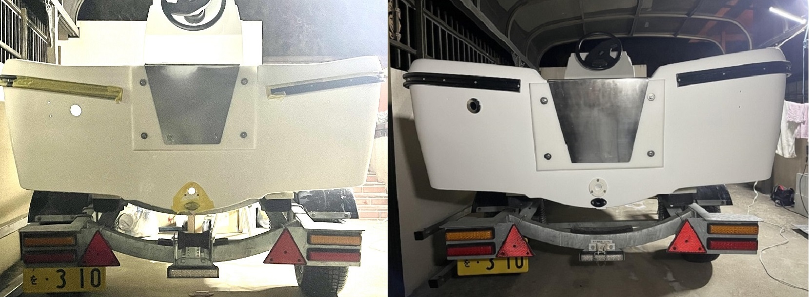 トランサムをS足からL足用に延長加工